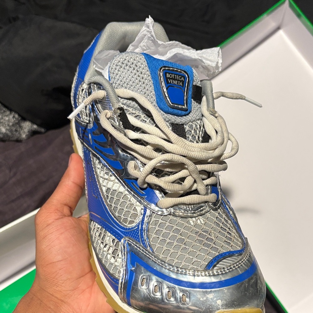 Bottega Veneta Silver and Blue Men's Sneakers